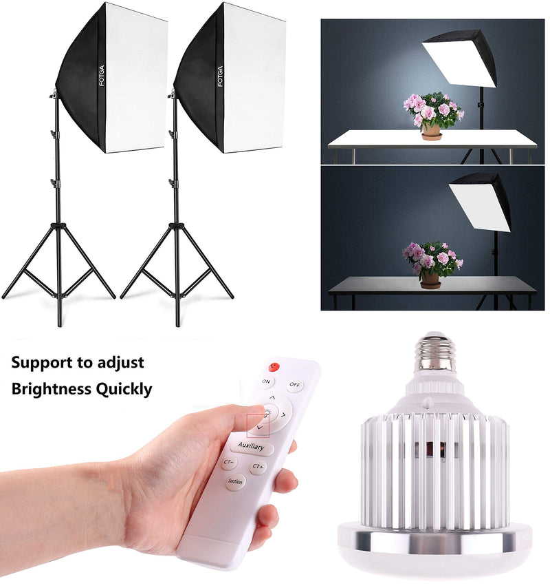 Hersmay 85W 5500K-3200K Dimmable LED Video Light Softbox Studio Continuous Lighting Kit for Camera Photo Video Photography with Wireless Remote Control