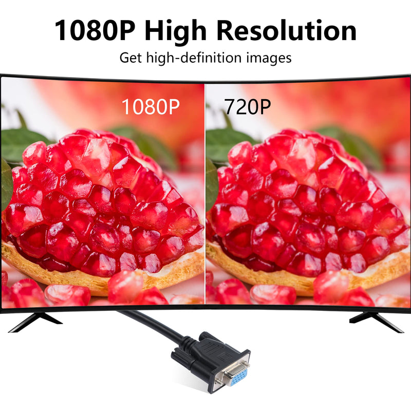 RIIEYOCA 90 Degree VGA Cable, Down Angle VGA Male to VGA Female Cable 1080P Full HD Computer Monitor Cable 0.5M (Down) WGA male to female (Down)