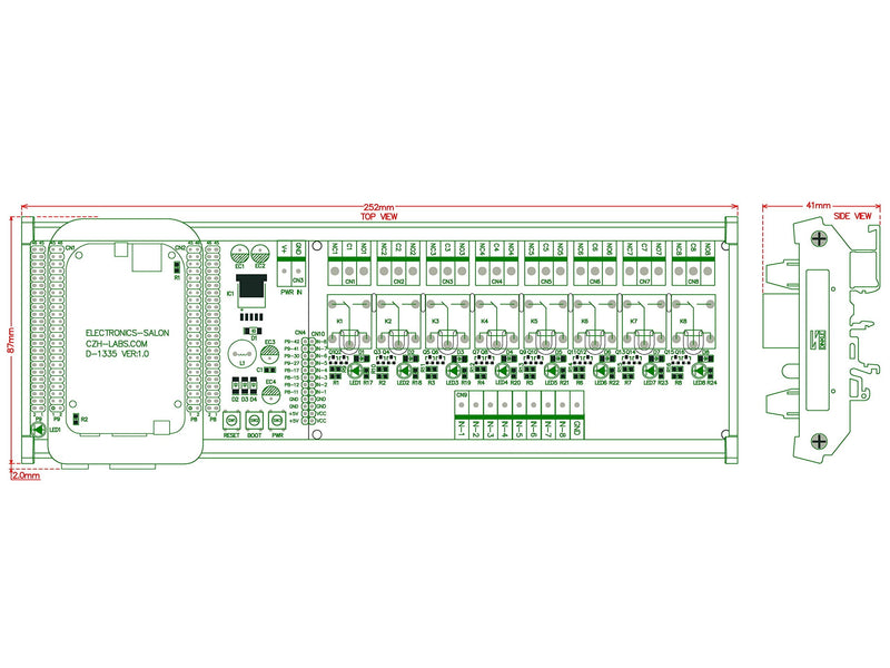 DIN Rail Mount 8 SPDT IoT Power Relay Module for BeagleBone Black