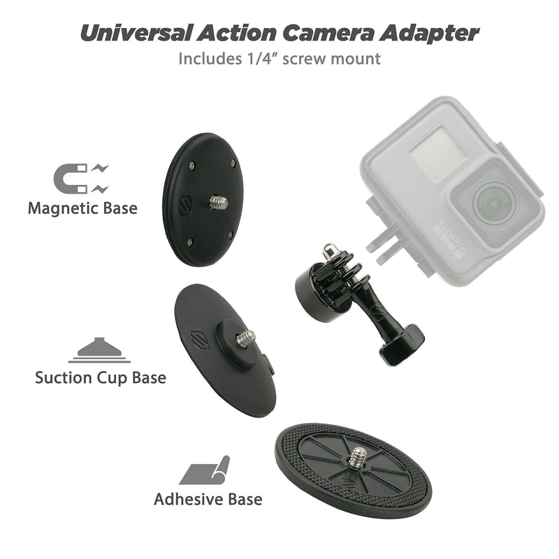 SCOSCHE AMK1-BPO Closeup PROKIT Universal Action Camera Mount Kit with Three Mounting Bases Included Magnetic, Adhesive and Suction for Indoor/Outdoor Use in Frustration Free Packaging Multi-Mount