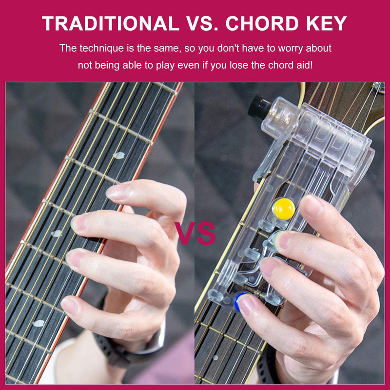 Guitar Beginner One-Key Chord Assisted Learning Tools Teaching Aid with Chromatic Tuner and Guitar String Cleaner for Adults & Children Trainer Beginners Original