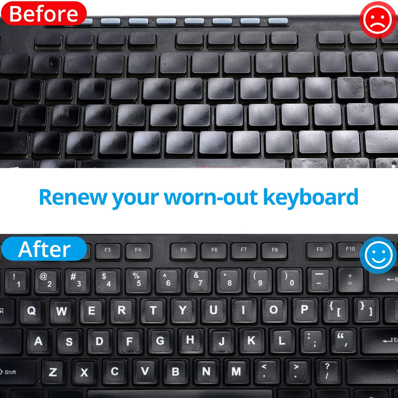 English Keyboard Stickers[6 in 1],Full Size Big Letter English Keyboard Sticker with Black Font on White Background Universal for Laptop Desktop Computer,Matte Keyboard Alphabet Sticker English-full Size-3PCS