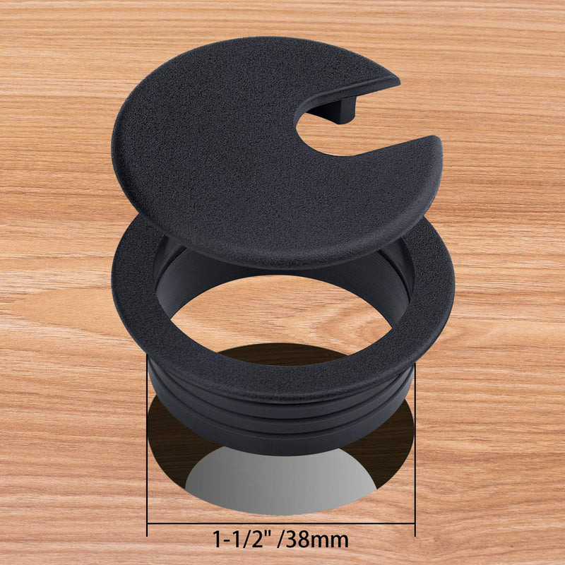 15 Packs Desk Grommet 1.5 Inch (38mm) Cable Hole Cover Grommet Plastic Wire Cord Grommet, Black