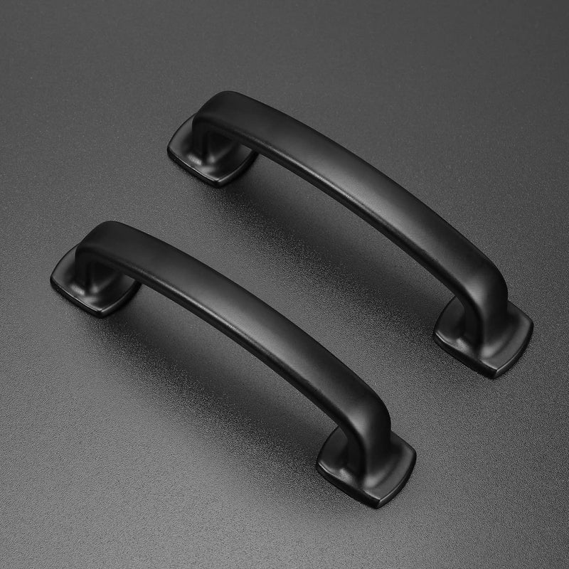 [AUSTRALIA] - Ravinte Arch Cabinet Pulls Solid 10 Pack 3 Inch Matte Black Kitchen Cabinet Handles Flat Square Foot Curved Drawer Pulls Hardware for Kitchen Cabinet 3 inch hole center 