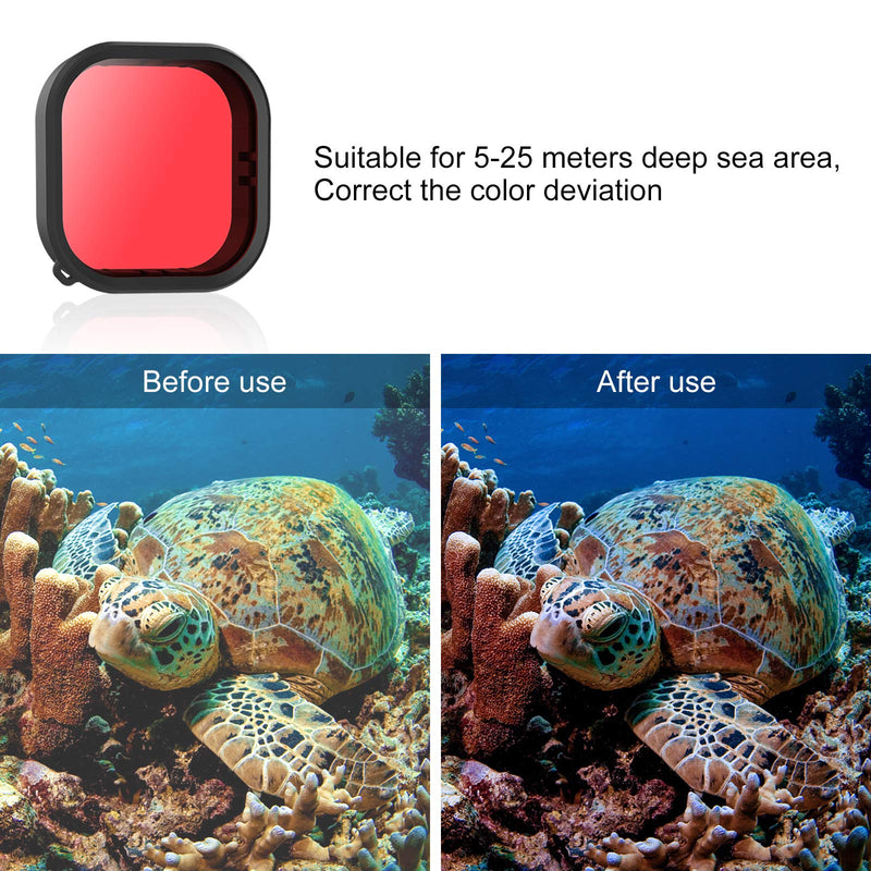 AFAITH 3-Pack Dive Filter Kit + Waterproof Case for GoPro Hero 9/10 Black, Underwater Diving Photography Protective Housing Shell Cover + 3-Pack Dive Filter for GoPro Hero 9/10 Black GoPro Hero 10/9 Waterproof Case + Dive Filter
