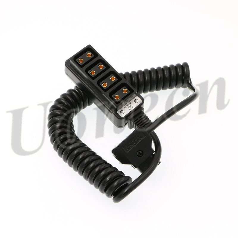 Uonecn Photography Power Coiled Cable D-tap B-type Male to 4 Port D-Tap Female for Anton Bauer V-mount Battery