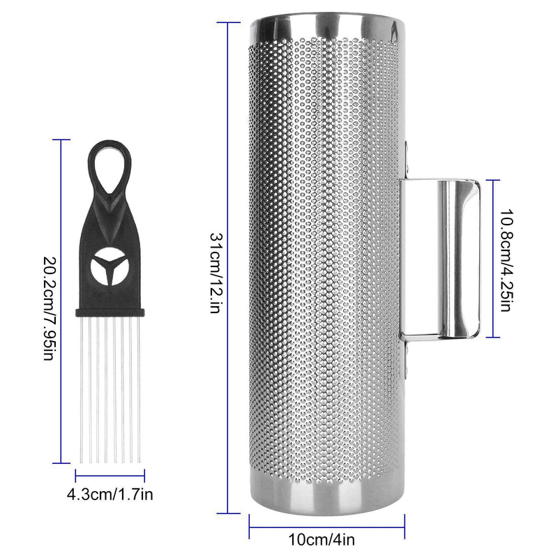 12" x 4" Metal Guiro Shaker Stainless Steel Guiro Instruments with Scraper Musical Instruments Latin Percussion Instrument Silver-12" x 4"