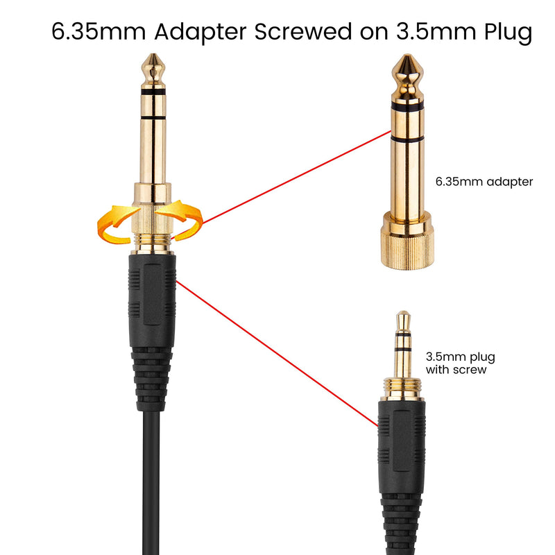 LOL PARTY HD598 Cable Coiled Aux Cord Replacement for Sennheiser HD598 Cs HD599 HD569 HD579 HD558 HD518 Headphone Audio Cable with 6.35mm Adapter 4 to 12ft Long