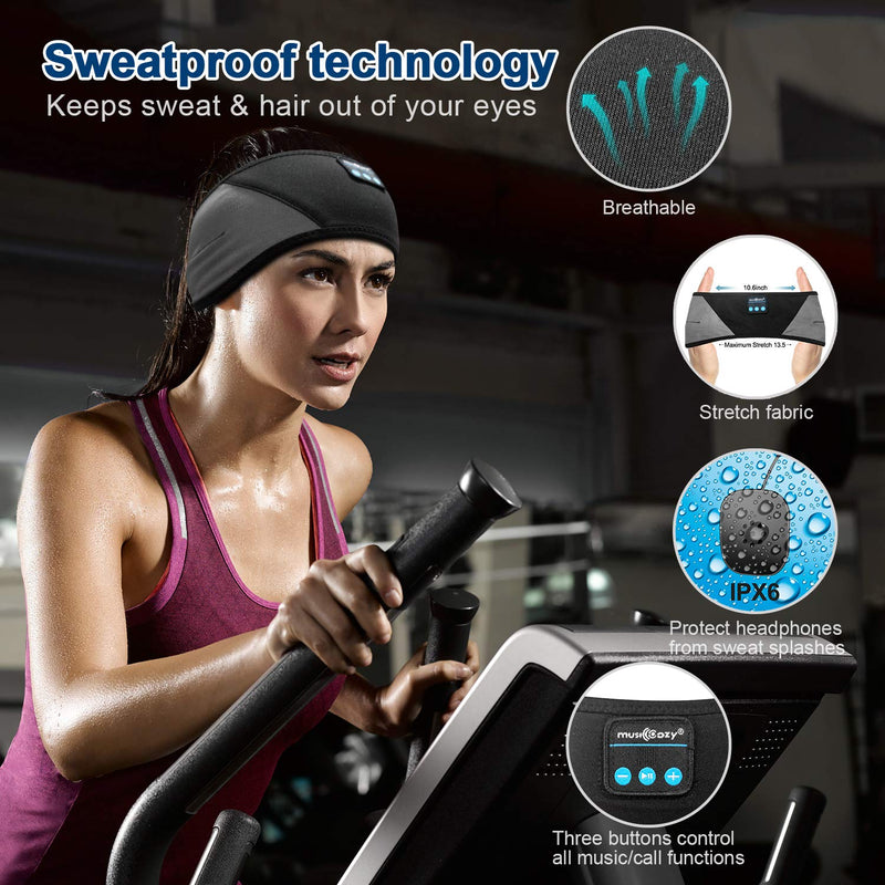 MUSICOZY Sleep Headphones Breathable Bluetooth 5.2 Headband 3D Sleeping Headphones, Wireless Eye Mask Sleep Earbuds for Side Sleeper Office Air Travel Cool Tech Gadgets Unique Gifts (Black & Gray) Black & Gray