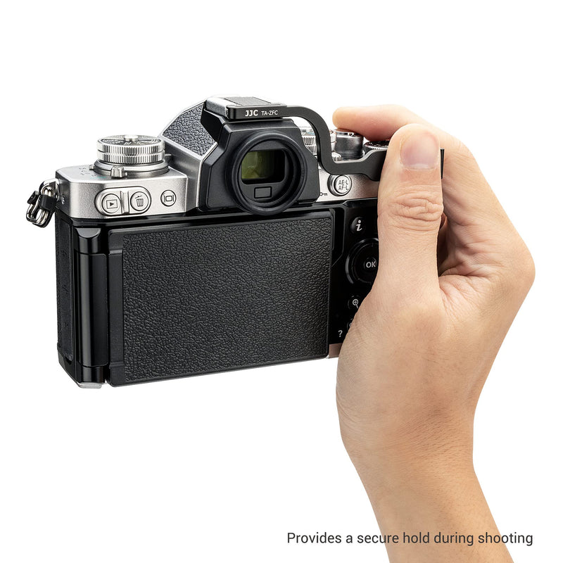 JJC Deluxe Aluminum Alloy Metal Thumb Up Grip for Nikon Zfc Z fc with Hot Shoe Cover Protector Thumb Rest Support Black
