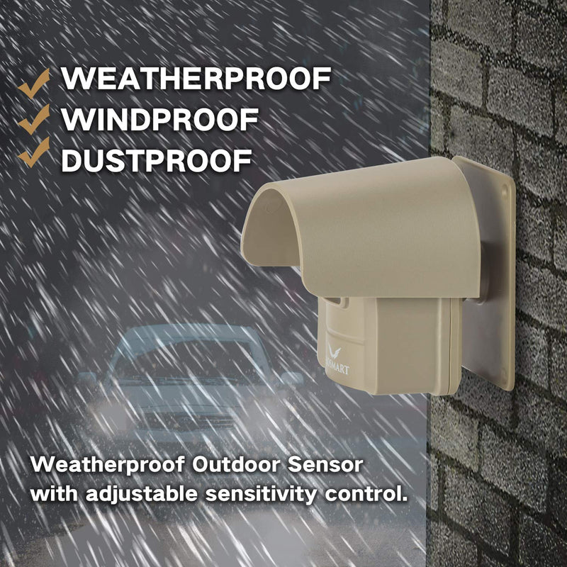 1/2 Mile Hosmart Driveway Alarm Wireless Sensor System & Driveway Sensor Alert System Weatherproof Security Outdoor Motion Sensor & Detector 1 Receiver & 1 Sensor Tan