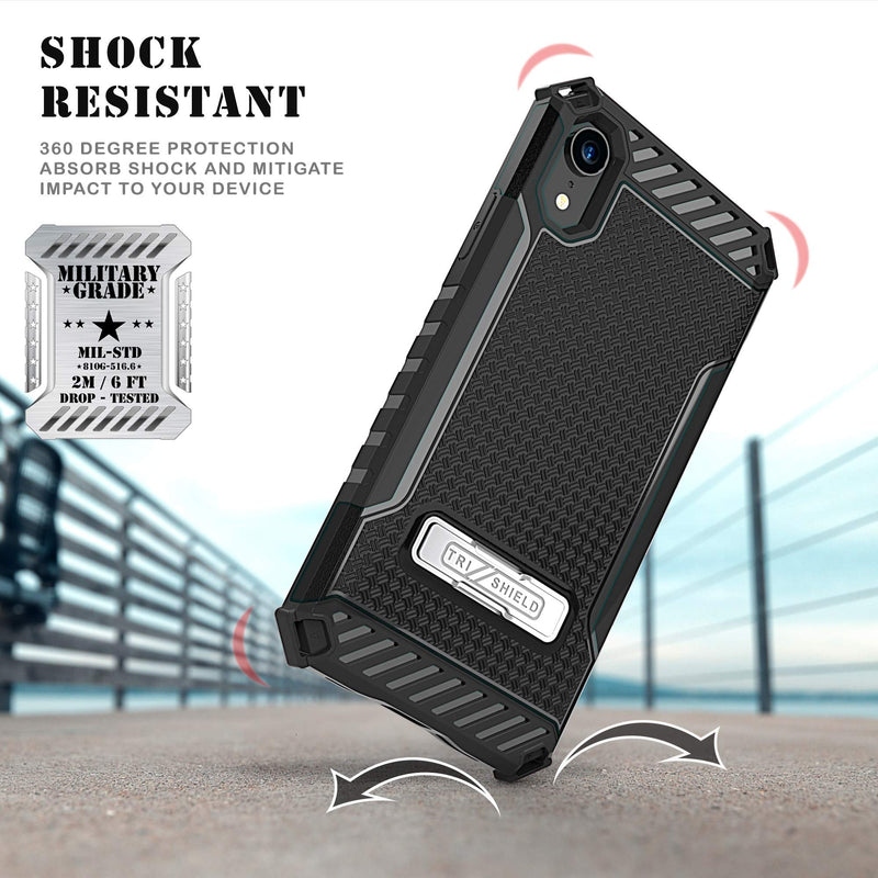 Beyond Cell TRISHIELD Series Rugged Cover with + [Belt Clip Holster] + [Built in Kickstand] Compatible with iPhone XR 6.1- Don't Thread ON ME Flag Flag