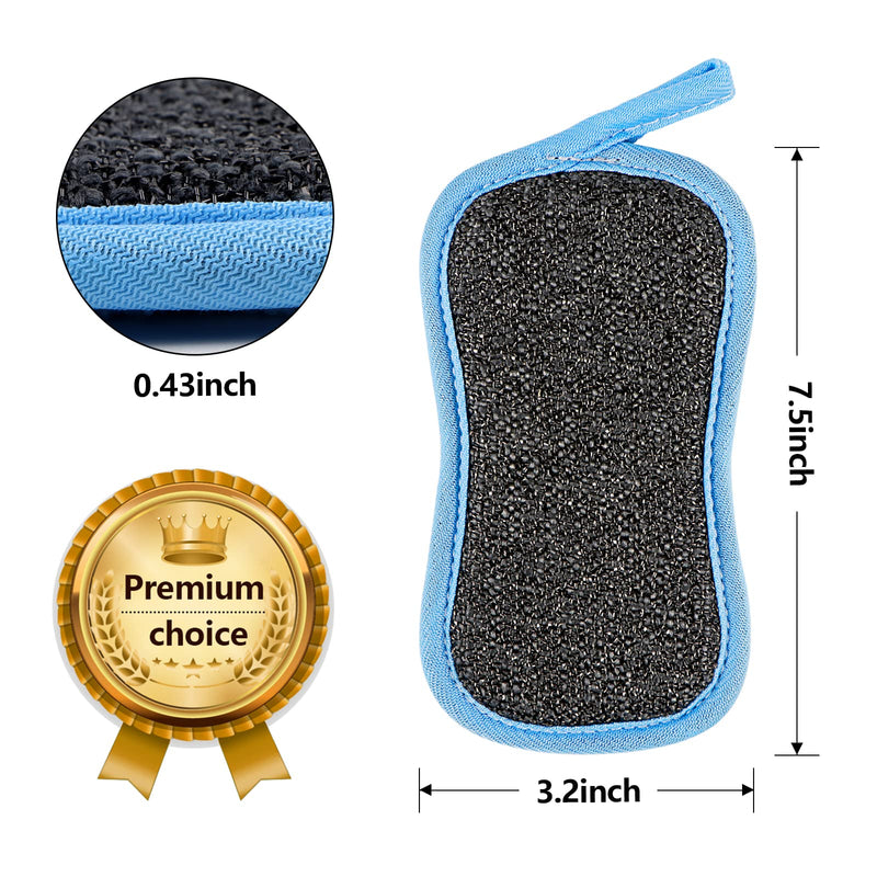 12 Pack Multi-Purpose Scrub Sponges Kitchen, Dish Sponges for Efficiently Cleaning Dishes, Pots and Pans and More (Blue)