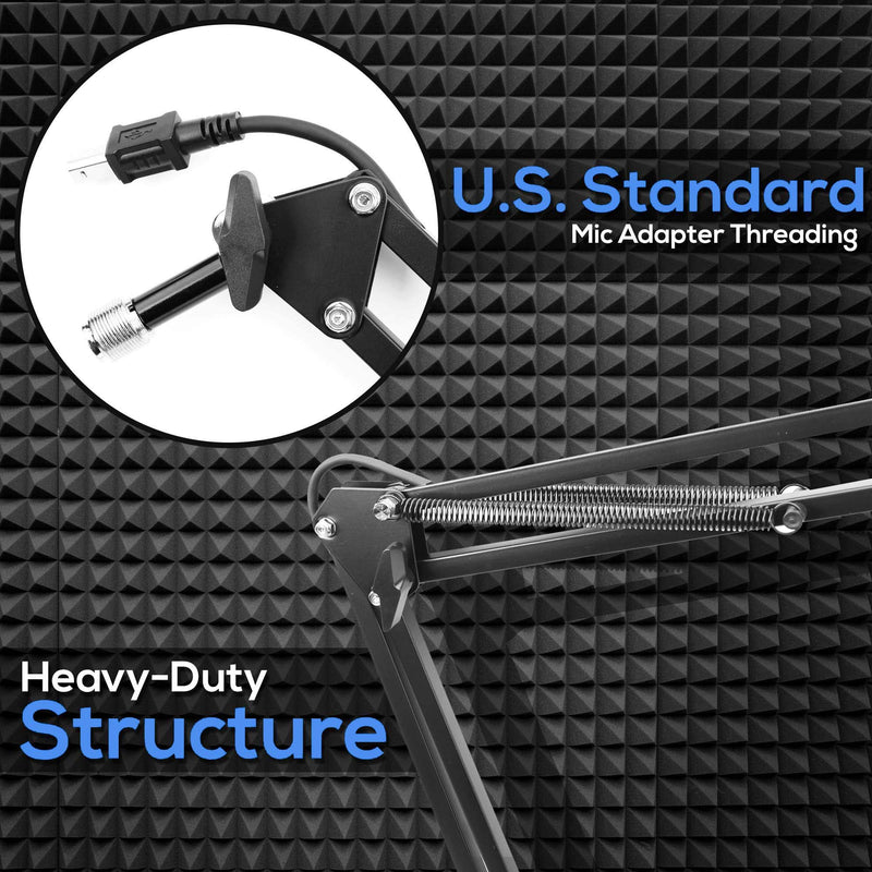 [AUSTRALIA] - PYLE-PRO Suspension Boom Adjustable Compact USB Microphone Arm Stand, Durable Steel for Radio Broadcasting, Voice-Over Sound Studio, Stages, and TV Stations-Pyle PMKSHUSB04.5, Black 