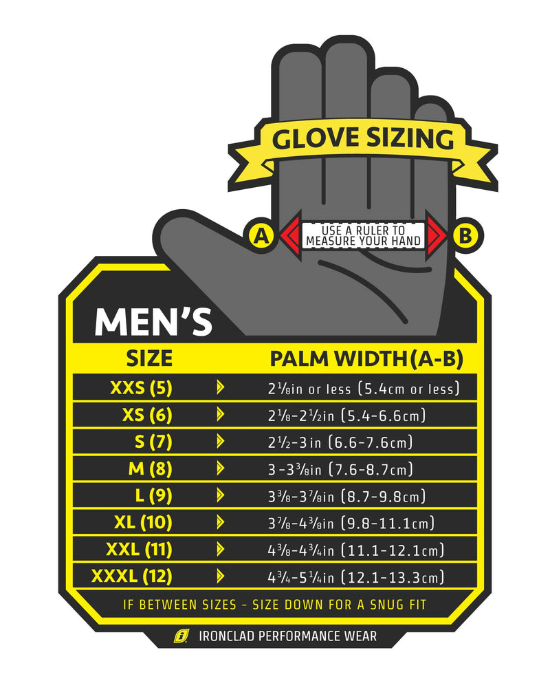Ironclad General Utility Work Gloves GUG, All-Purpose, Performance Fit, Durable, Machine Washable, (1 Pair), Extra Small - GUG-01-XS , Black