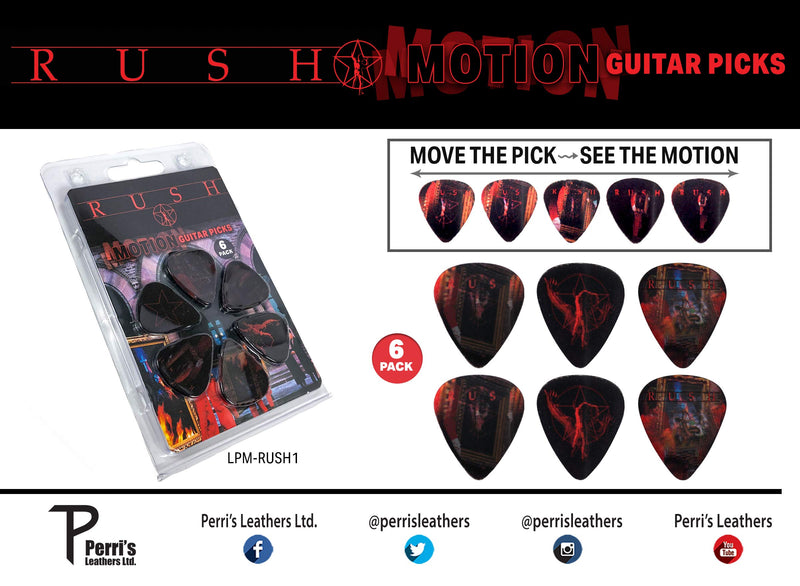 Perri's Leathers Ltd. LPM-RUSH1 - Motion Guitar Picks - Rush - 2112 - Official Licensed Product - 6 Pack - MADE in CANADA.