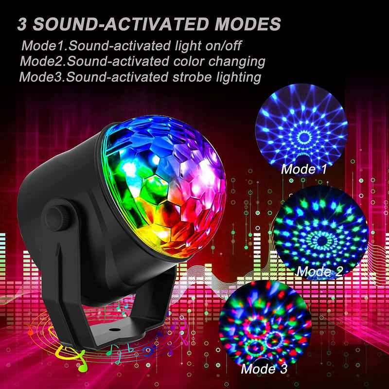 Disco Party Lights Activated LED Strobe Light 7 Color with Remote Control and USB Plug in Stage Light for Car Home Room Dance Parties Birthday DJ Bar Karaoke Xmas Wedding Show Club Pub [2-Pack]