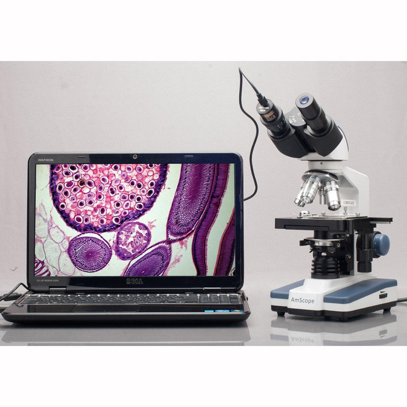 AmScope MD35 0.3MP Digital Microscope Camera for Still and Video Images, 40x Magnification, Eye Tube Mount, USB 2.0 Output, Includes Software