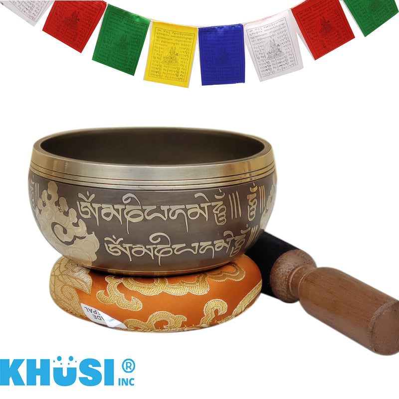 Khusi Handmade Tibetan singing bowl set, Beautiful hand Carved Piece of art, Best for Chakra healing, and Mindfulness, Idol gift spiritual gift.