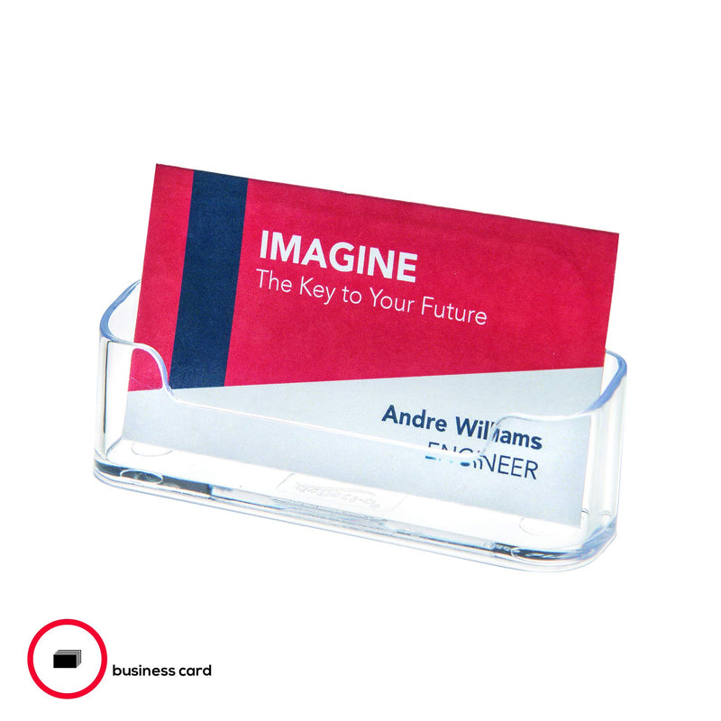 Deflecto Business Card Holder, Single Compartment, 3-3/4"W x 1-7/8"H x 1-3/8"D, Clear (70101)