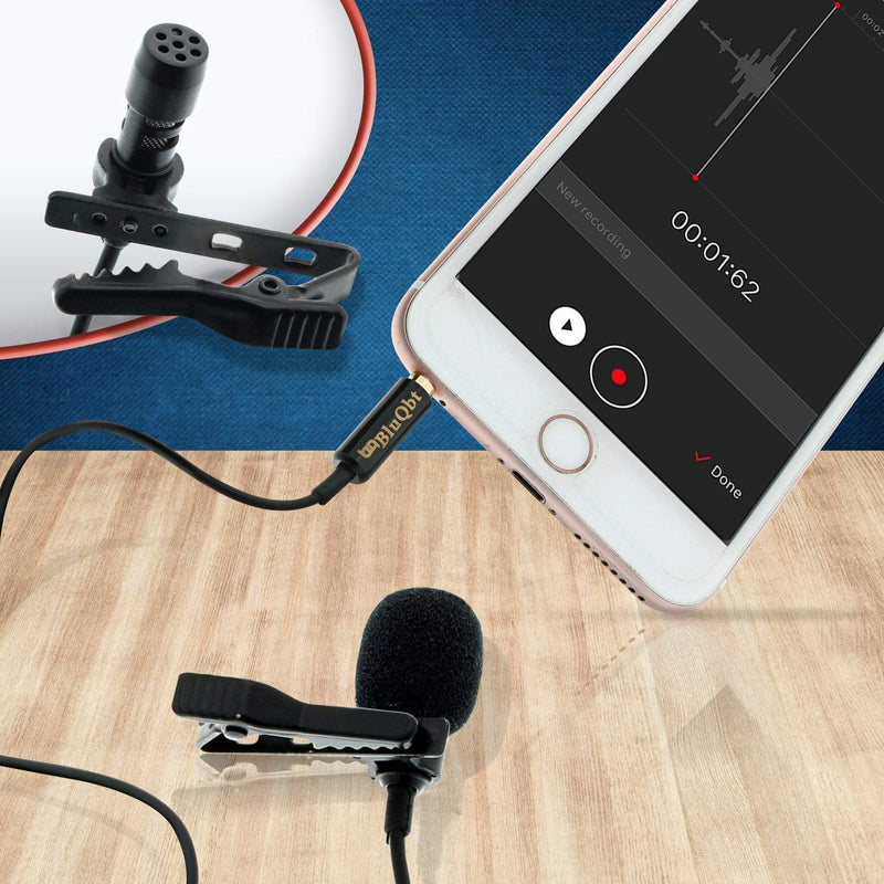 [AUSTRALIA] - BluQbt Lavalier Lapel iPhone Microphone - Professional High Audio Quality Clip On Lav Mic for YouTube Camera Vlogging with 118" Cable and Nice Carry case, Compatible with Apple 