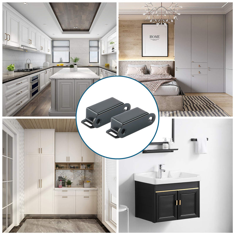 Alise 4-Pack Black Door Magnetic Catch,Cabinet Furniture Closet Catches Latch with Strong Magnetic,Made of Stainless Steel 1-Small Size