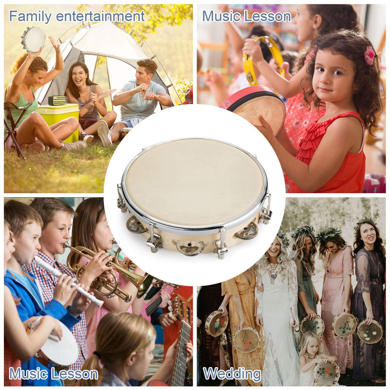 Tambourine, Fixm Tunable Tambourine 9 Inches with 6 Paris of Jingles, Large Tambourine for Adults and Kids