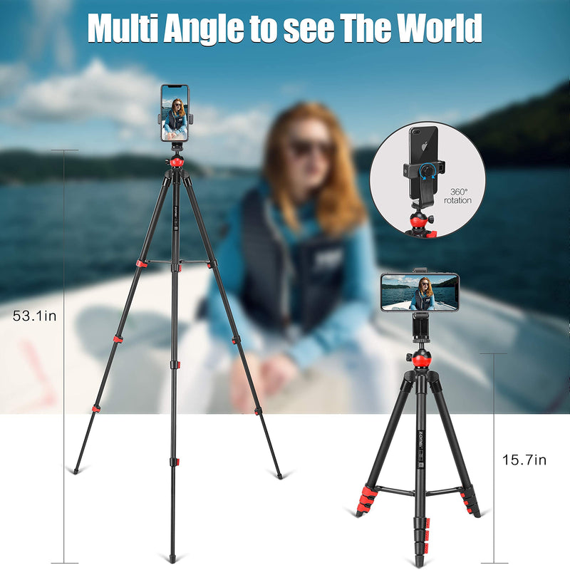 Phone Tripod Stand with Rotating Phone Holder Remote Shutter and Carry Bag，Compatible with iPhone/Android/Light Camera, Perfect for Tiktok,Selfie, Video, Live Stream, Vlogging, YouTube