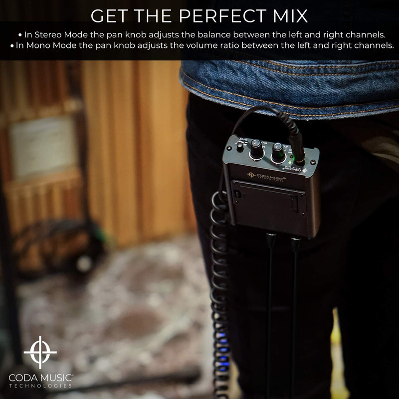 Wired in Ear Monitor System/IEM Personal Monitoring Headphone Amplifier with Mono & Stereo Panning, IEM-Stereo by Coda Music Technologies