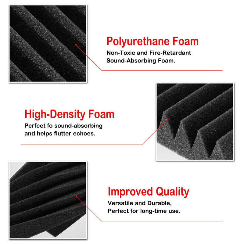 [AUSTRALIA] - 2"x12"x12" Sound Proof Padding, AGPtEK 12 Packs Acoustic Foam Panels, Ideal for Recording Studio, TV Room, Kid’s Room, Office and Podcast Recording with Adhesive Tabs(6 Red+6 Black) 