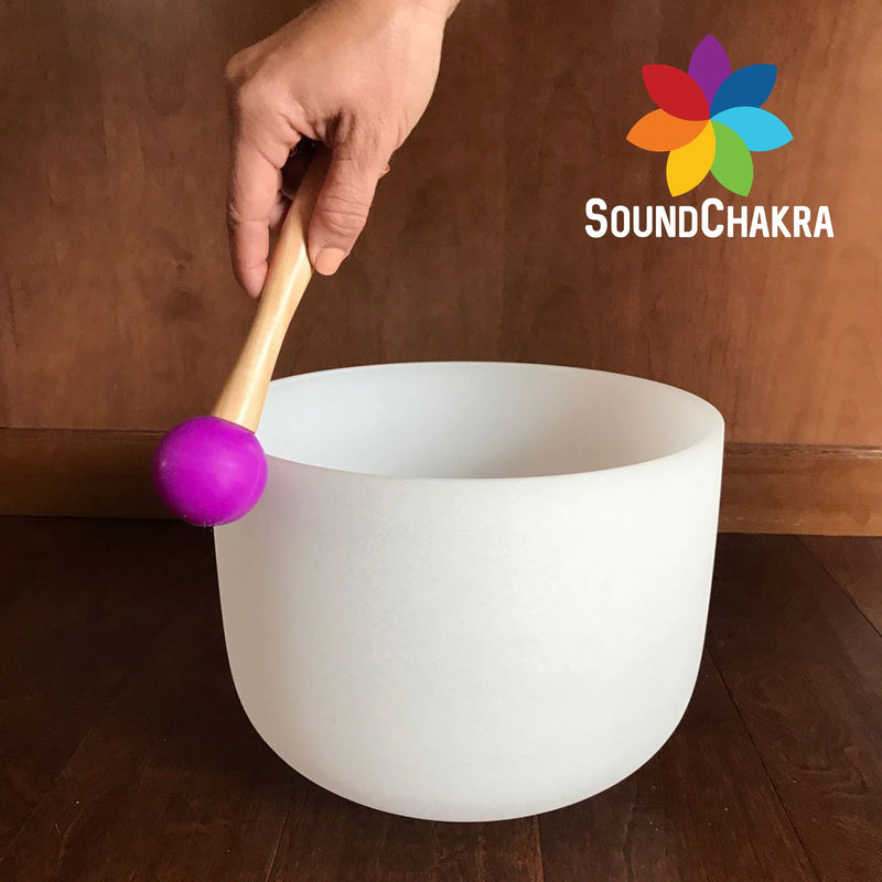 SoundChakra Rubber Ball Striker Mallet with Wooden Handle for Crystal Quartz or Tibetan Sound Healing Yoga Meditation Singing Bowls (White) White