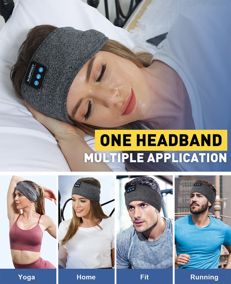 ASMRBAND Headband Headphones, Sleep Headphones Adjustable, Sleeping Headphones Comfortable Headband with Thin Speaker Microphone Handsfree Best Gift Ideas For Women Men Dark Gray 1 Count (Pack of 1)