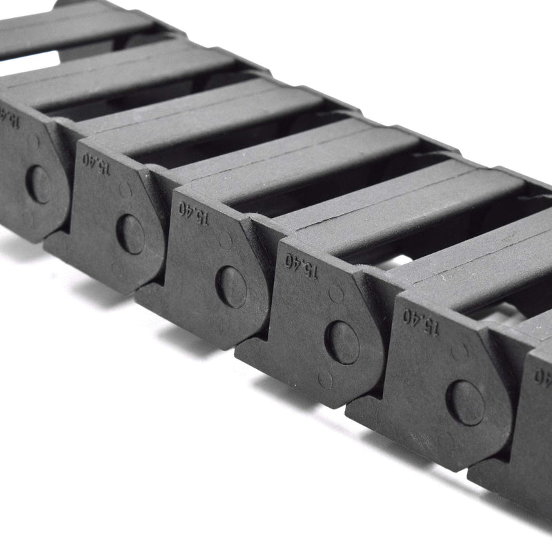 Plastic Drag Chain Cable Carrier Closed Type with End Connectors R28 15 x 40mm L1000mm for Electrical CNC Router Machines