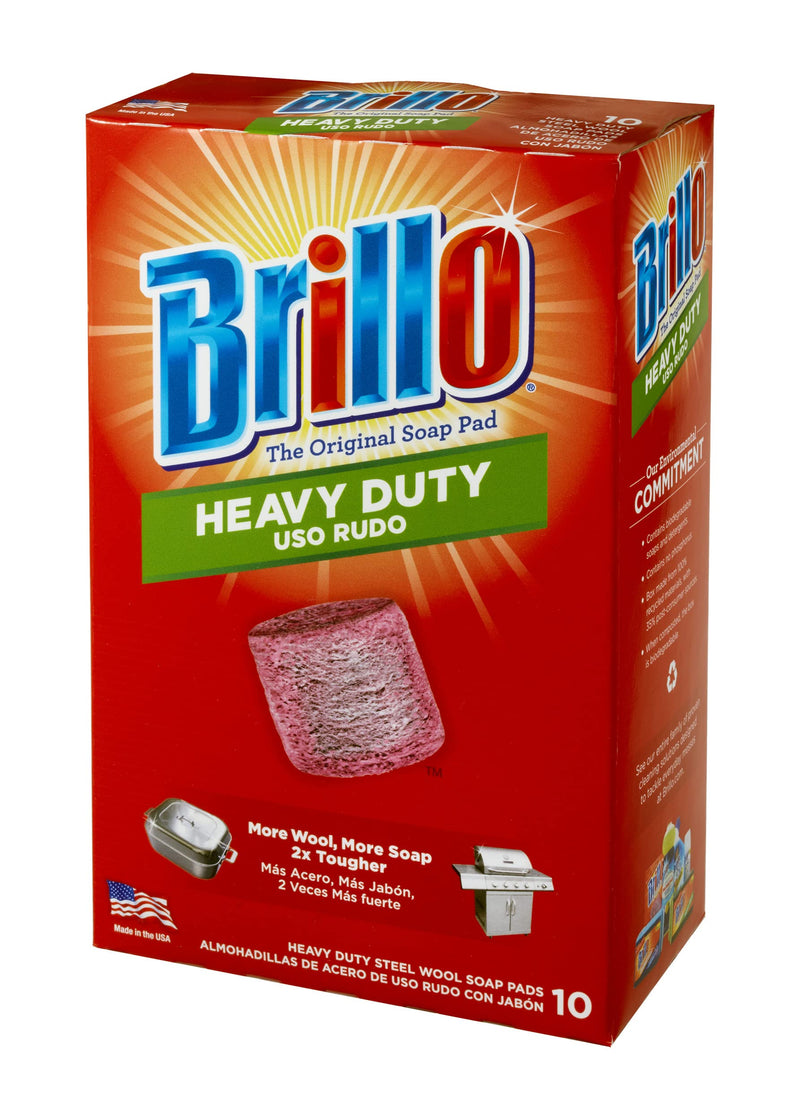 [AUSTRALIA] - Brillo Heavy Duty Steel Wool Soap Pads, Original Red Scent, 10-Count 10 Count (Pack of 1) 