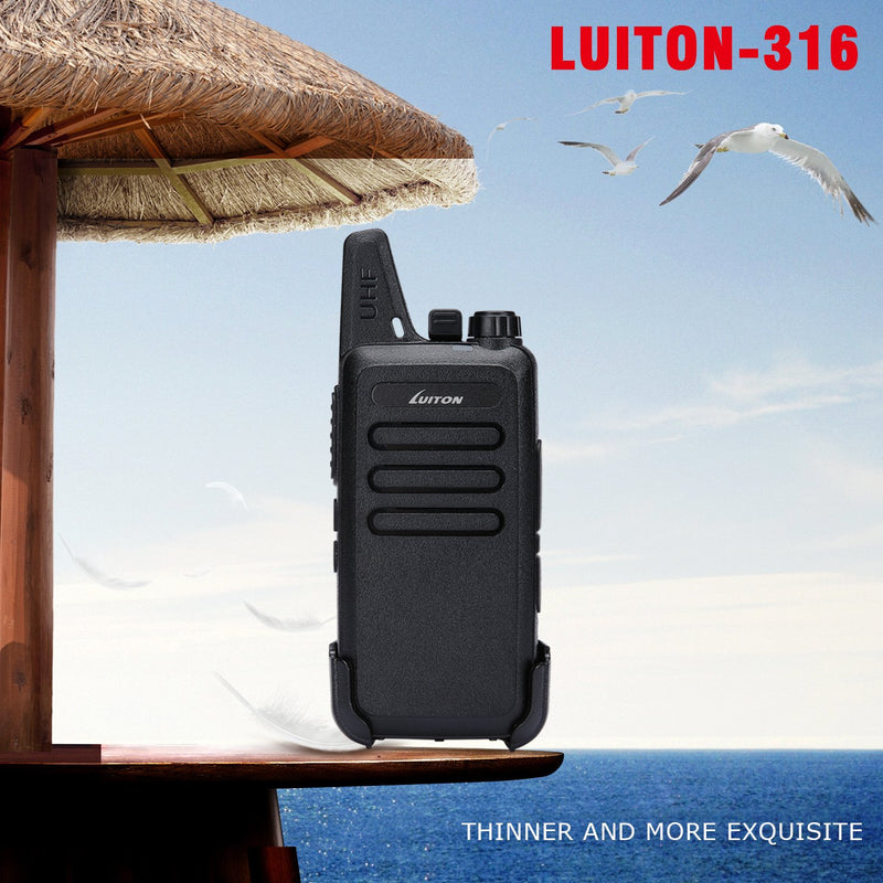 Walkie Talkies LT-316 GMRS Outdoor Camping Hiking Hunting Uhf Mini Walkie Talkies 3 Watts Output 5-10 Miles Range Micro USB Charging Amateur Two Way Radio (Pair) (Black) LT-316 black