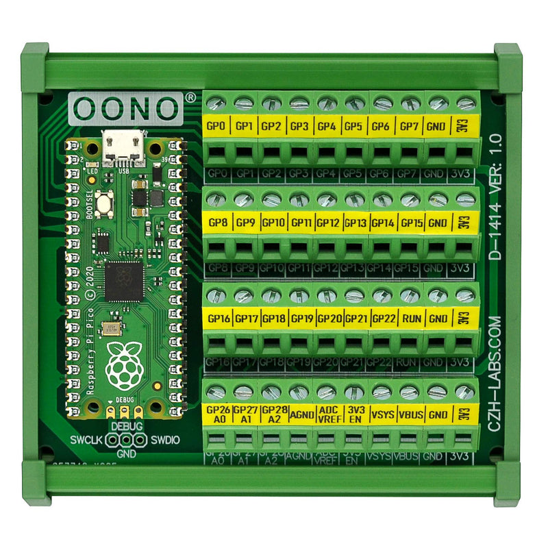 DIN Rail Mount Screw Terminal Block Breakout Module for Raspberry Pi Pico