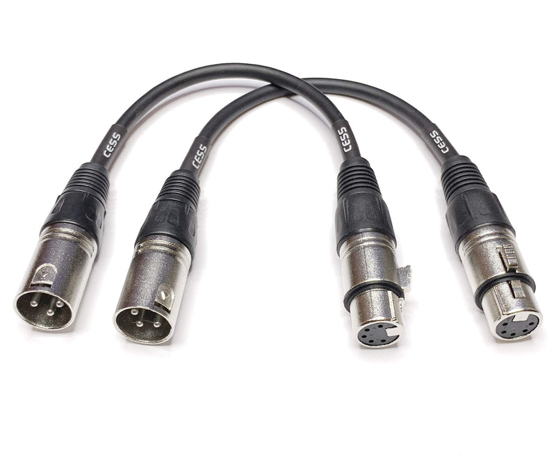 [AUSTRALIA] - CESS-007 XLR3M To XLR5F DMX512 Adaptor Cable - 3-Pin Male XLR To 5-Pin Female XLR DMX Turnaround 6 Inches - 2 Pack 