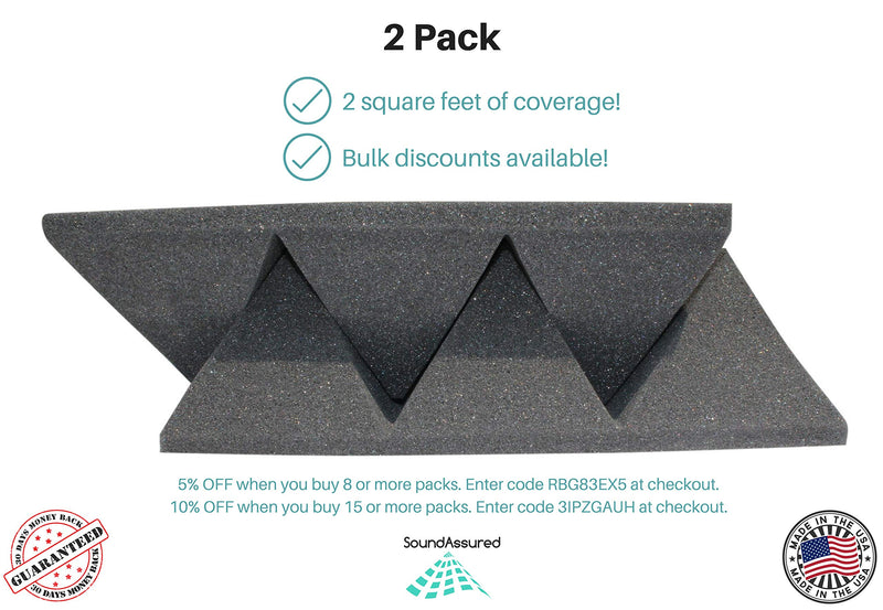 [AUSTRALIA] - Pyramid Acoustic Foam Panels - 12x12x 4 Inch Thick Sound Dampening Studio Foam Tiles - 2 Square Feet Per Pack (4 inch thick) 