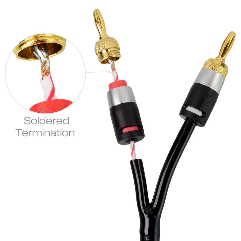 Mediabridge 16AWG Ultra Series Speaker Cable with Dual Gold Plated Banana Tips (6 Feet) - CL2 Rated - High Strand Count Copper (OFC) Construction - Black [New & Improved Version] (Part# SWT-06B) 6 Feet (Black)