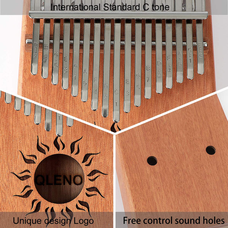 Kalimba - 17 Keys Thumb Piano, Perfect Christmas Gift for Kids and Adult Ancient African Mbira Finger Piano Made with Solid Mahogany Wood Including Study Instruction, Tune Hammer and Carrying Bag