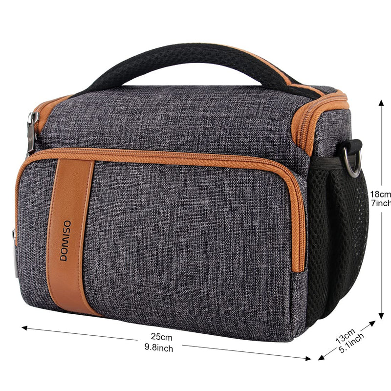 DOMISO Camera Bag Case Waterproof Anti-Shock Shoulder Bag for SLR DSLR Compatible with Nikon D90 D7000 D5300/Canon 60D 700D 5D2/Sony A580 A900/OLYMPUS/Fujifilm/Sony/Panasonic/Pentax/Samsung,Grey Grey