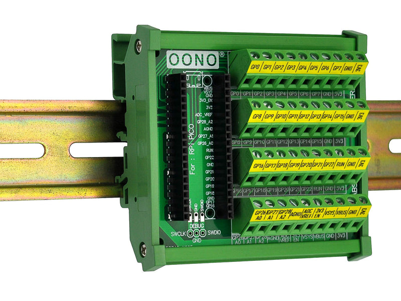 DIN Rail Mount Screw Terminal Block Breakout Module for Raspberry Pi Pico