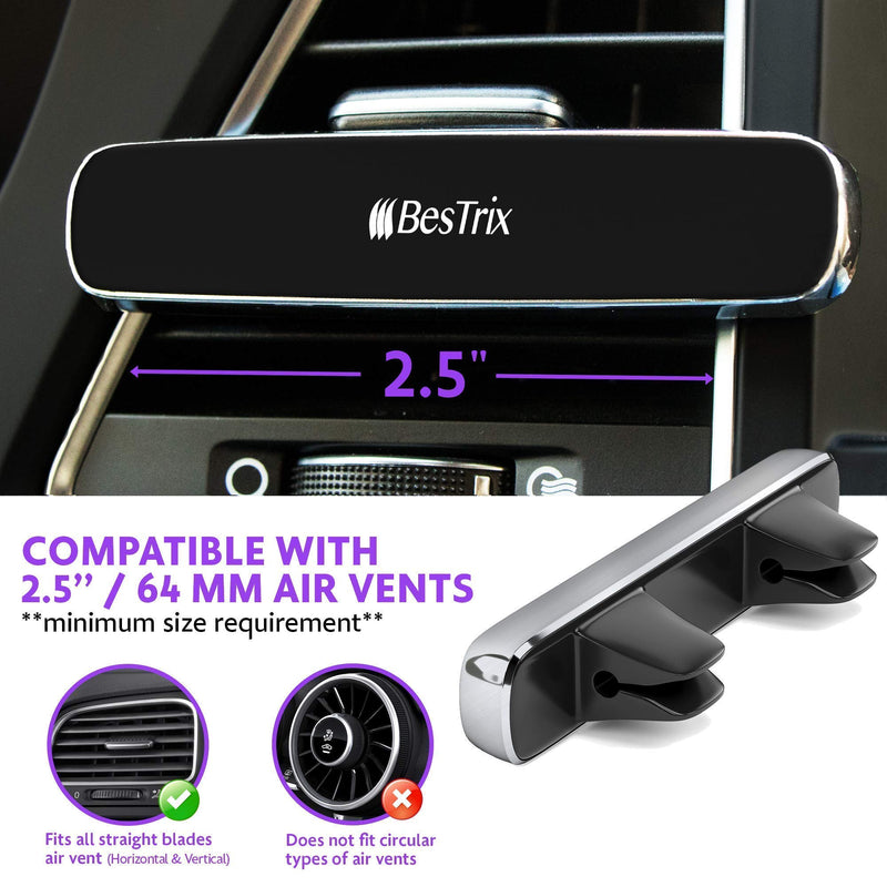 Bestrix Magnetic Phone Car Holder Air Vent | Super Strong Magnet Car Cell Phone Mount - Luxury Design Fits All Smartphones - iPhone 11/11 Pro/Xs/XS Max / 8/7 / 6, Google Pixel, Samsung Galaxy & More