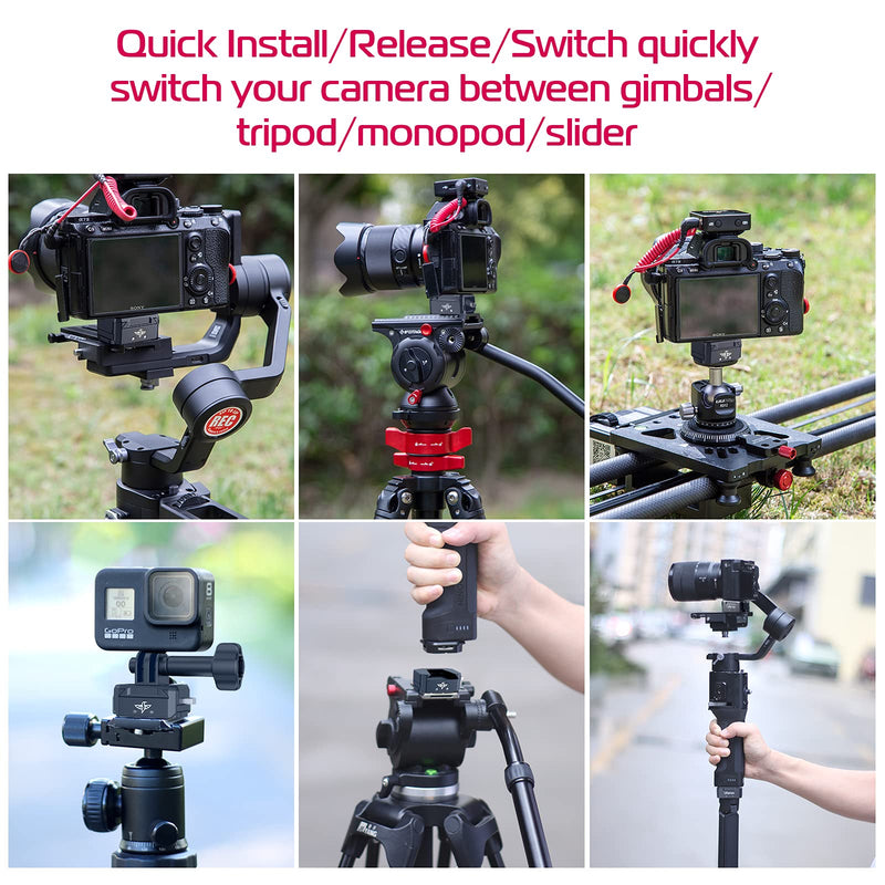 Camera Quick Release Tripod Mount, Hummingbird DSLR QR Plate Adapter Vlog Filmmaking Quick Setup Kits for Canon/Sony/Nikon Fast Move Between Zhiyun Crane/Feiyu/DJI Ronin S/Moza/Tripod/Monopod/Slider