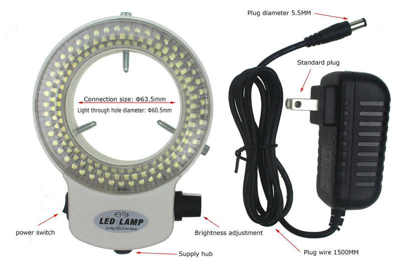 Generic LED-144W-ZK White Adjustable 144 LED Ring Light Illuminator for Stereo Microscope