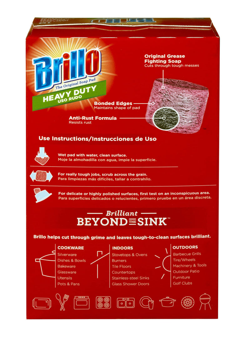 [AUSTRALIA] - Brillo Heavy Duty Steel Wool Soap Pads, Original Red Scent, 10-Count 10 Count (Pack of 1) 