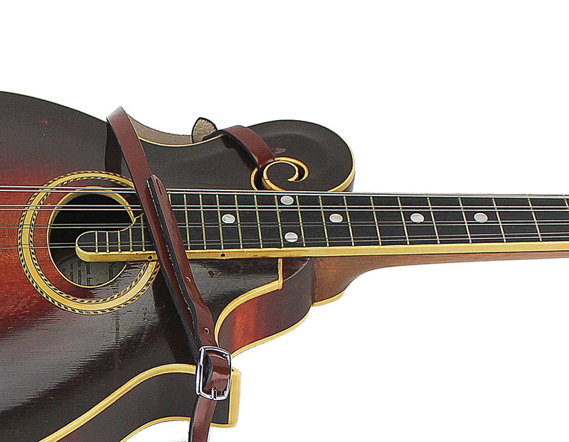 Walker & Williams M-41 Chestnut Brown Leather Mandolin Strap For A or F Types