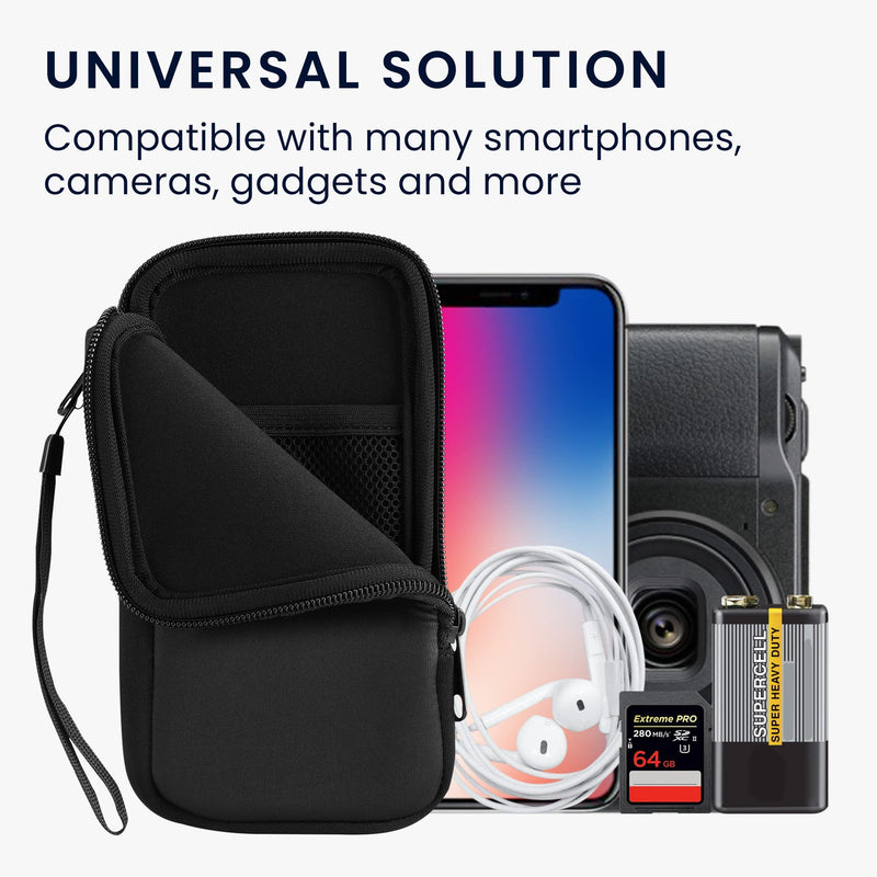 kwmobile Neoprene Phone Pouch Size XL - 6.7/6.8" - Universal Cell Sleeve Mobile Bag with Zipper, Wrist Strap - Black XL - 6,7/6,8"