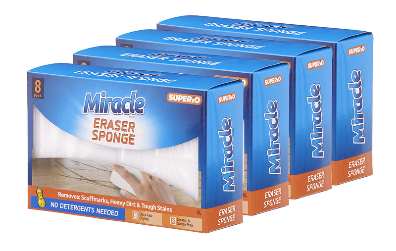 Superior Eraser Sponge Magic Cleaning Melamine Sponge for Floor, Wall, Furniture Removes: Scuffmarks, Dirt, and Tough Stains (32) 32