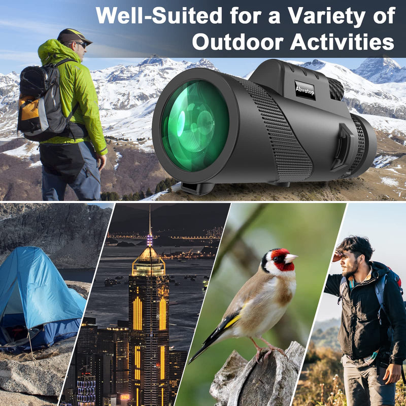 80x100 Monocular Telescope for Smartphone, High Definition Monoculars for Adults High Powered Portable Handheld Telescope with Phone Adapter & Tripod for Hiking Camping Hunting Bird Watching 80x100